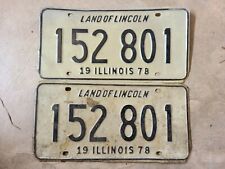 Vintage Illinois 1978 License Plates Matched Set - 152 801 - Pre-Owned picture