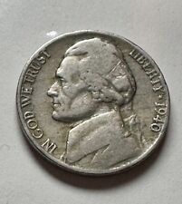 1940 Jefferson Nickel No Mint Mark Very Nice / Rare. Error On Rim picture