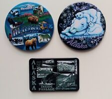 3 Alaska Refrigerator Magnets Souvenir Wildlife Bears Whale Inside Passage Lot picture