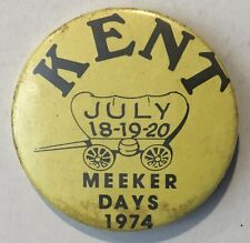 1974 Kent Meeker Days Pinback Button 2.25” Yellow Covered Wagon picture