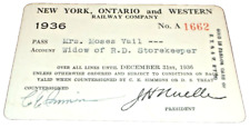 1936 NEW YORK ONTARIO & WESTERN NYO&W EMPLOYEE PASS #1662 picture
