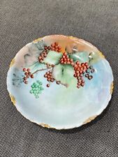Antique Rosenthal Versailles Porcelain Low Bowl w Painted Red Green Berries Dec. picture