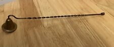Vtg Candle Snuffer Solid Brass Long Twisted Handle Engraved Designs 10” picture