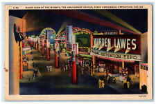 1936 Night at Midway, Amusement Center, Texas Centennial Expo Dallas TX Postcard picture