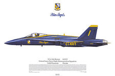 Squadron Print 394 F/A-18A Hornet Blue Angels NAS Pensacola Aviation Profile Art picture