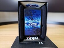 Zippo 218 Classic Black Matte Lighter Ford Oval Blue Flames Mar 2018 picture