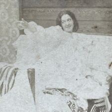 Antique 1899 Woman Seduces Husband In Bed At Night Stereoview Photo Card P1970 picture