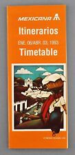 MEXICANA AIRLINE TIMETABLE APRIL 1993 ROUTE MAP ITINERARIOS MEXICO picture