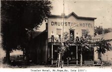 H49/ Mt Hope Kansas RPPC Postcard REPRINT c1950s Trexler Hotel Store 4 picture