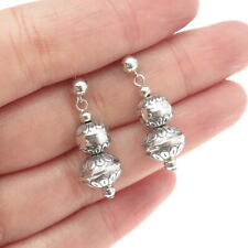 Old Pawn 925 Sterling Silver Vintage Southwestern Navajo Pearls Tribal Earrings picture