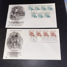 USA US 1985 FDC ART CRAFT TRANSPORTATION COIL SCHOOL BUS Tricycle Lot Of 2 Fdc picture