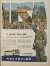 1944 Greyhound Print Ad WWll Era, I Fought For The USA Soldier  picture