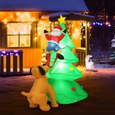6FT Inflatable Light Christmas Tree w/Santa Claus and Dog Outdoor Garden Decor picture