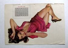 December 1949 Large Pinup Girl Calendar Page by Al Moore Seductive Brunette picture