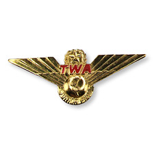Vintage Metal Gold Tone Red Enamel TWA Junior Pilot Pin picture