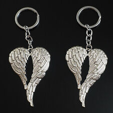 2x PCS - Angel Wings Heart Shape Feathers Charm Pendant Keychain Key Chain Gift picture