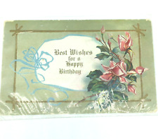 Antique 1900s Postcard Stamped & Correspondence Best Wishes Birthday Floral picture