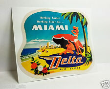 Delta Airlines Miami Vintage Style Travel Decal / Vinyl Sticker, Luggage Label picture