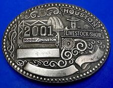 2001 Houston Rodeo & Livestock Show Texas Blank Trophy Ribbon Belt Buckle picture