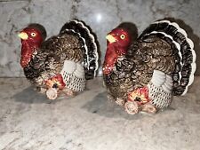 2 RARE Vtg Fits And Floyd Omnibus Turkey Thanksgiving Candlestick Holder Set picture