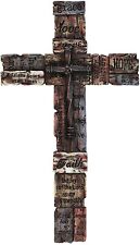 Beautiful Rustic Engraved Spiritual Inspirational Hand Painted Wall Cross 7x12 picture