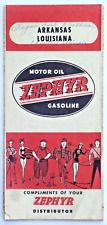Vintage 1962 ZEPHYR Motor Oil Gasoline Arkansas Louisiana Travel Road Map picture