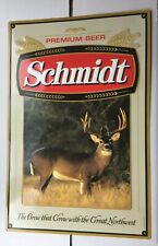 Schmidt Metal Beer Sign Whitetail Buck Deer Hunting Big Rack 26.5 x 17.5