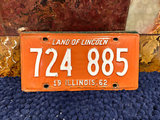 Illinois 1962 License Plate Garage Man Cave Car Vtg Classic Rustic Decor Bar picture