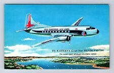 Airplane, Fly Eastern's Great New Silver Falcon, Vintage Postcard picture