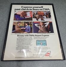 1982 TWA: Express Yourself Past Check In Lines Vintage Print Ad Framed 8.5x11  picture