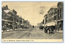 1912 Broadway Looking North Exterior View Building Fargo North Dakota Postcard picture