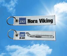 2x SAS Nora Viking MD80 Scandinavian Airlines keychain luggage baggage Tag Blue picture