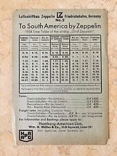 ORIGINAL- LZ-127 GRAF ZEPPELIN SOUTH AMERICAN FLIGHT SCHEDULE FOR THE YEAR 1934 picture