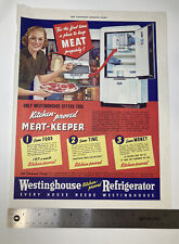 VINTAGE 1938 Print Ad Westinghouse Refrigerator Meat-Keeper Kitchen 10x14