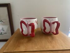 TWO 2007 STARBUCKS BUTTERFLY Coffee/Tea Ceramic Mugs 10 oz picture