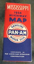 1934 Pan-Am Gasoline Motor Oils MISSISSIPPI Highway Map UNUSED H.M. Gousha Copy picture