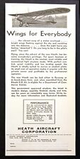 1932 Heath Aircraft Airplane in Fly-Away or Kit Form photo vintage print ad picture