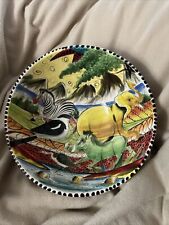Vintage Penzo Hand Painted Zimbabwe Bowl Signed By Artist Wildlife picture