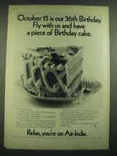 1968 Air-India Airline Ad - October 15 is our 36th Birthday. Fly with us picture