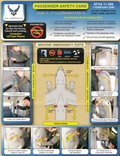 New Air Force C-17 Globemaster Passenger SAFETY CARD Department USAF A13 Form 10 picture
