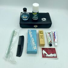 Eastern Airlines Vintage Vinyl Amenity Kit Box+ Toiletries Black English Leather picture