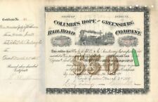 Columbus Hope and Greensburg Railroad Co. - High Denomination 1885 dated Railroa picture