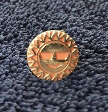 Smiling Gold Colored Sun Metal Lapel Pin Around 9/16” Wide picture