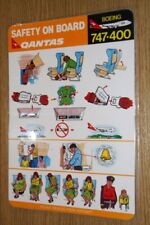 QANTAS AIRLINES AUSTRALIA BOEING B747-400 JUMBO PASSENGER CABIN SAFETY CARD picture