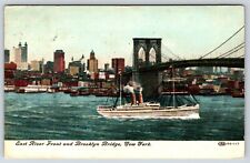 Postcard East River Front And Brooklyn Bridge New York picture