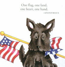 ONE FLAG ONE LAND ONE HEART-Handcrafted Scotty Dog Magnet-w/Mary Engelbreit art picture
