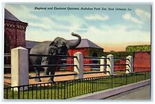c1940s Elephant And Elephant Quarters Audubon Park Zoo New Orleans LA Postcard picture