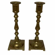 Pair Solid Brass Candlesticks Candle Holders 7.5” MCM Style picture
