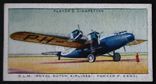 K.L.M.  FOKKER  F. XXXV1   Airliner   Vintage 1930's Card  KB09M picture
