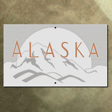 Alaska state line welcome scenery mountains highway 1960s road sign 23x14 picture